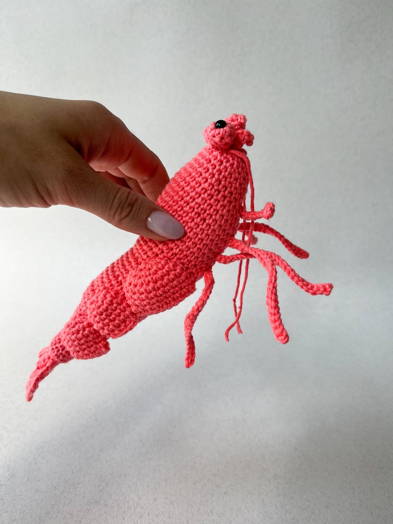 Crochet lifelike Shrimp, Prawn Pattern, PDF file in English language image 3
