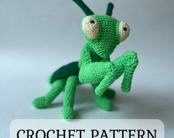 Praying Mantis Crochet Pattern, Amigurumi Mantis PDF file in English language