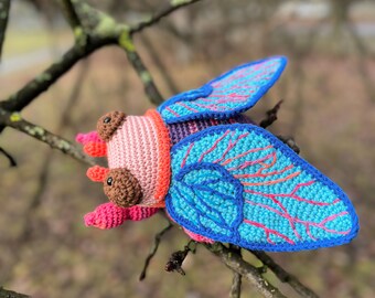 Cicada crocheted toy, Cicada plushy, Insect toy