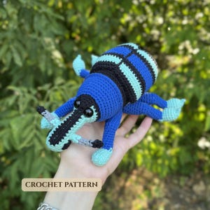 Blue Weevil Crochet Pattern • Amigurumi Weevil Tutorial, Long-Nosed Beetle PDF