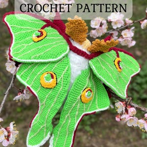 Haakpatroon Luna Moth, pdf in het Engels, Moth Amigurumi