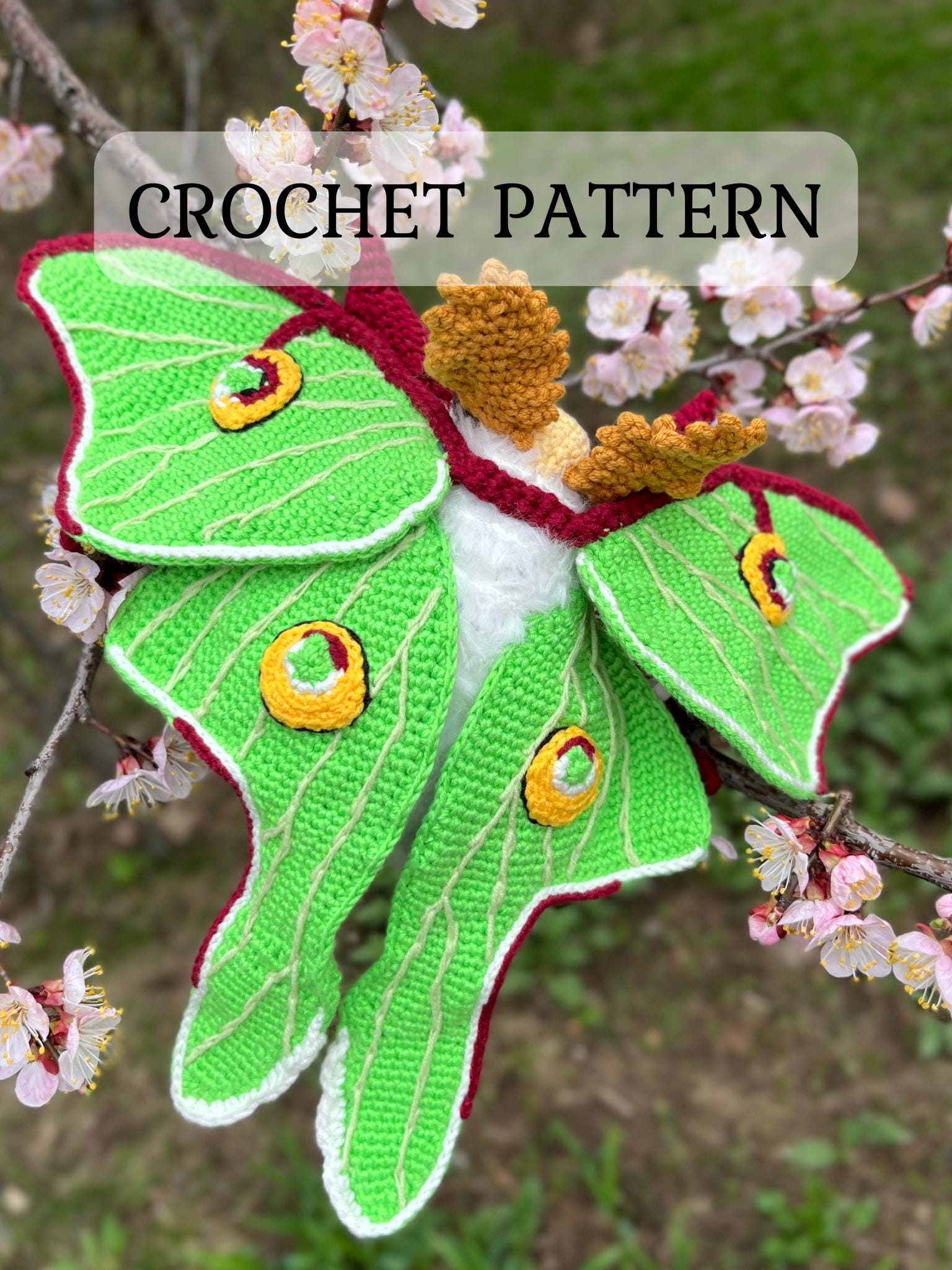 30 Moth Crochet Patterns for Amigurumi, Wearables, and Whimsical Home Decor 11 Luna Moth Crochet Pattern, PDF in English, Moth Amigurumi