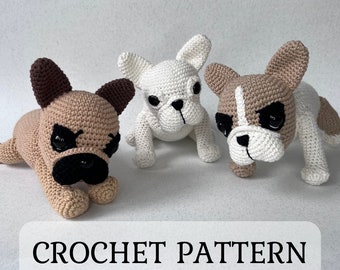 French Bulldog Puppy Crochet Pattern, Amigurumi Frenchie Tutorial