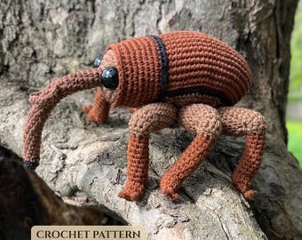 Acorn Weevil Crochet Pattern • Long Nose Bug Amigurumi PDF