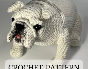 Crochet Bulldog - Pattern, PDF in English, Amigurumi Bulldog Pattern, How to crochet bulldog dog