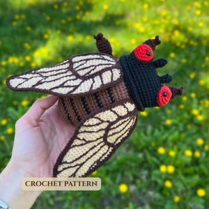 Periodical Cicada Crochet Pattern • Red-Eyed Cicada Amigurumi PDF