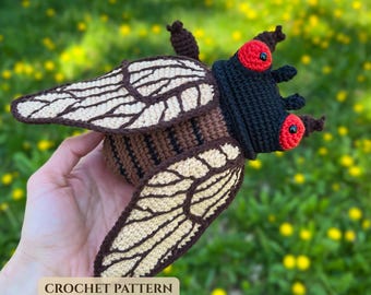 Periodical Cicada Crochet Pattern • Red-Eyed Cicada Amigurumi PDF