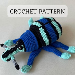 Blue Weevil Crochet Pattern, Amigurumi Weevil Tutorial, PDF in English