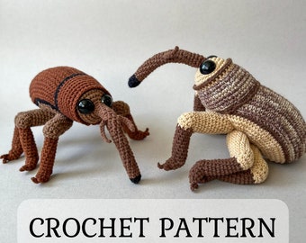 Acorn Weevil Crochet Pattern, PDF file in English, Amigurumi Weevil