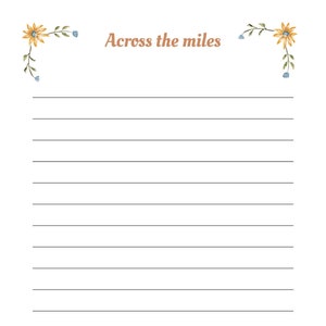 Bloco de notas "Across the Miles" para impressão - Papelaria para escrever cartas fofas