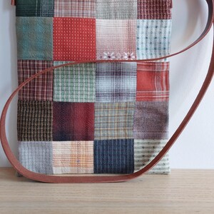 Handgefertigte Umhängetasche, japanischer Stil, Patchwork-Stoff, Original-Vintage-Tasche, minimalistische Design-Tasche, neue Farben.