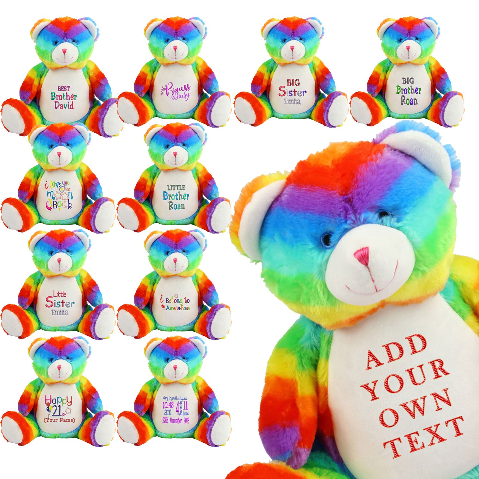 big rainbow teddy bear
