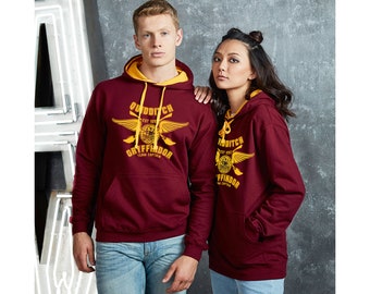 Harry Potter Quidditch Gryffindor / Snitch Team Captain Burgundy Yellow gold Hoodie / Hooded Sweatshirt XS-2XL