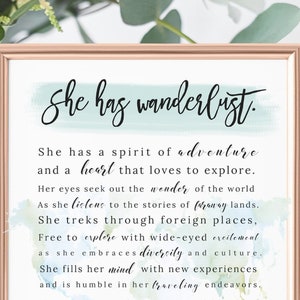 Travel Gift for Women, Wanderlust Travel Print, Art Print, Nomad, Wanderlust Poster Print, Travel Gift, Travel Poem Art Print UNFRAMED PRINT image 1