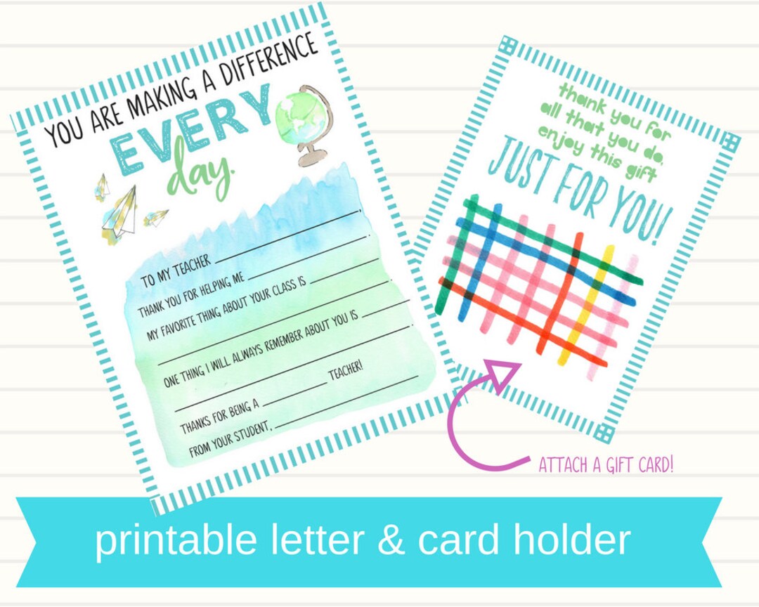 Printable Teacher Appreciation Gift - Teacher Thank You - End of Year ...