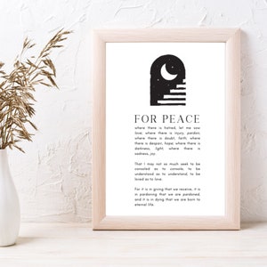 Prayer for Peace, St Francis Prayer Wall Art, Peace Prayer of St. Francis of Assisi, Meditation Prayer, Non Denominational Prayer, UNFRAMED