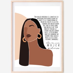 Mujer Poderosa, Mujer Fuerte, Feminista, Latinx Art Print, Brown Girl Art, Morena Art Print, Chicana Art, Español - UNFRAMED