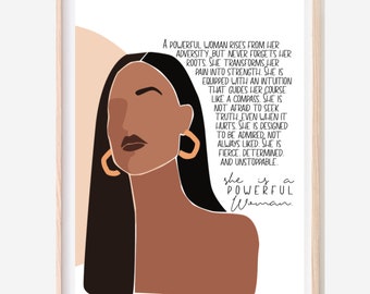 Latina Art Print, Feminist Art, Strong Woman Poem Print, Women of Color Feminist, Brown Girl Art, Powerful Woman, Chicana Art, UNFRAMED