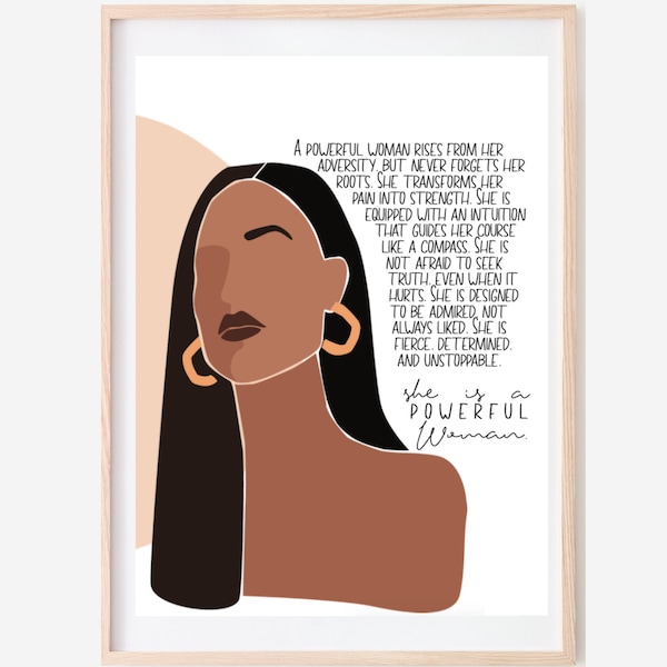 Latina Art Print, Feminist Art, Strong Woman Poem Print, Women of Color Feminist, Brown Girl Art, Powerful Woman, Chicana Art, UNFRAMED