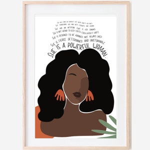 Feminist Art, Woman Poem Print, Women of Color Feminist Art, African American Women Art, Black Powerful Women, Strong Black Woman, UNFRAMED