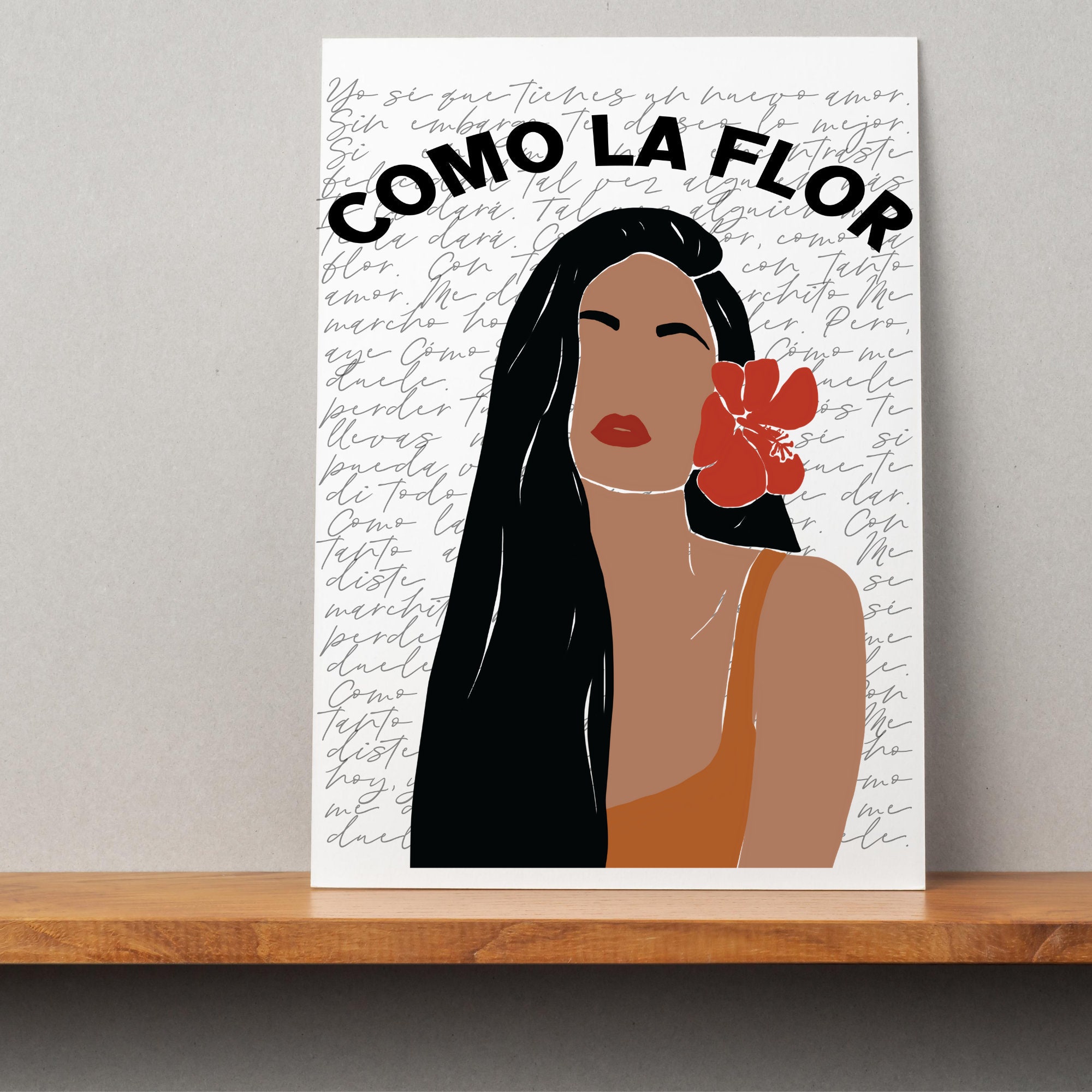 Selena Como La Flor Black Heart Song Lyric Print