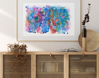 Spring Rain, Museum Quality Art Print, Abstract Watercolor Print, Colorful, Rainy Day, Modern Art