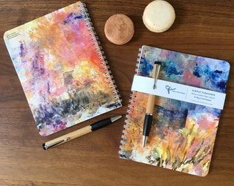 Simple Pleasures Journal Gift Set with Bamboo Pen, Lined Watercolor Journal Set, Gratitude Journal Set, Watercolor Artwork