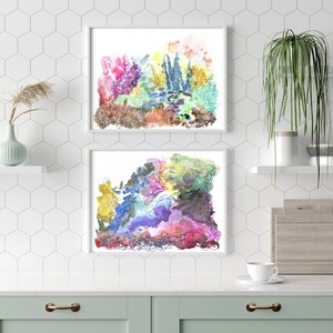 Summer's Last Breath, Museum Quality Fine Art Print, Abstract Watercolor Giclée, Nature-Inspired Pairs, Summer Landscape, Garden, Flowers image 3