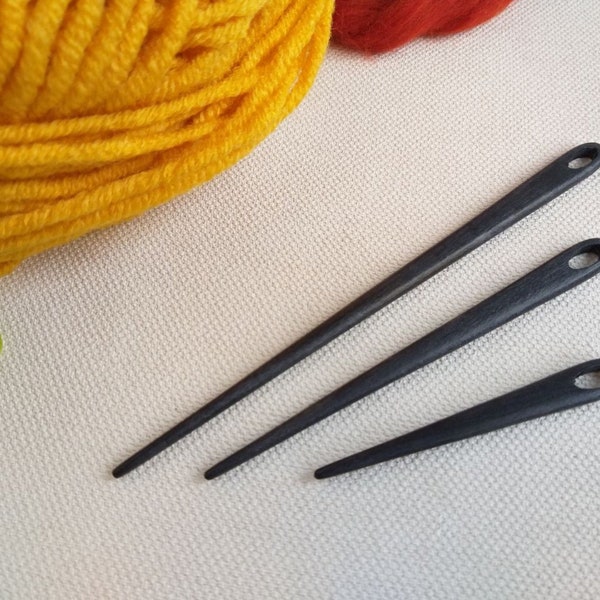 Nalbinding needles, Wooden large eye needles, Viking craft, Long wood needle set of 3, Various sizes