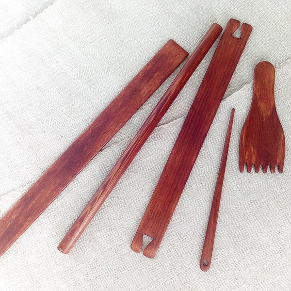Weaving tools pack of 5, Tapestry wooden tool for hand loom