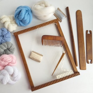 Weaving loom kit beginner, DIY craft kit for adult, Tapestry loom with yarn and tools, Gifts for weavers