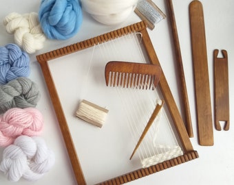 Weaving loom kit beginner, DIY craft kit for adult, Tapestry loom with yarn and tools, Gifts for weavers