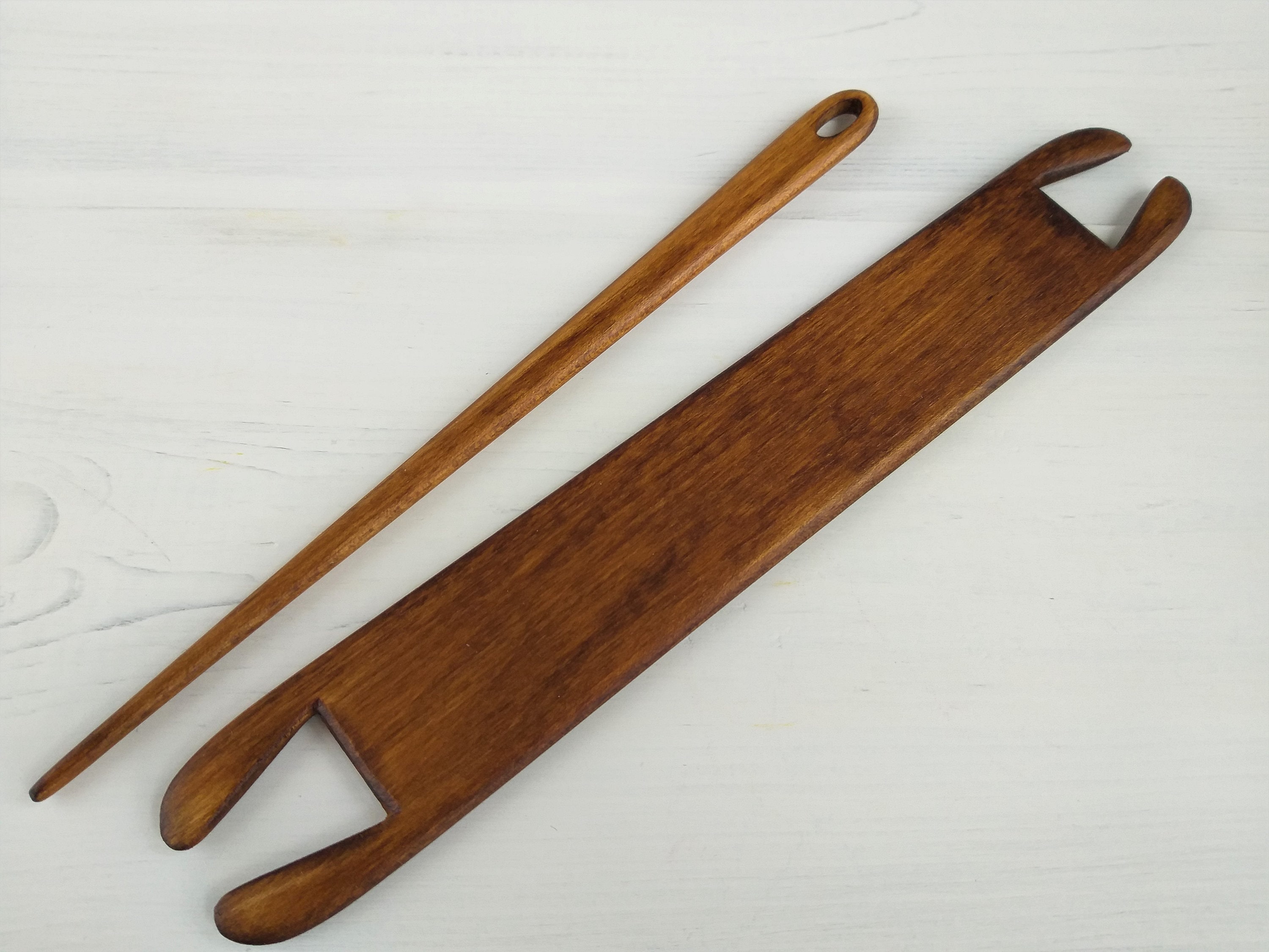 Wooden tapestry needle and stick shuttle set of 2 Weaving Etsy
