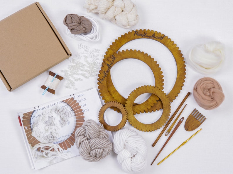 Weaving craf kit for adults Beginners weaving loom kit Round Etsy