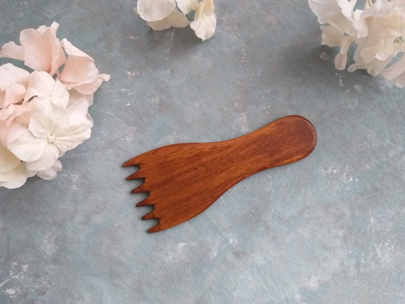 Weaving comb beater, Weft packer tool, Little tapestry fork in black, walnut, redwood, natural image 3