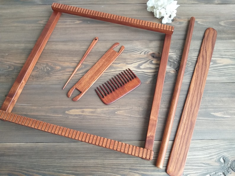 Beginner weaving loom kit Tapestry loom accessories Square Etsy