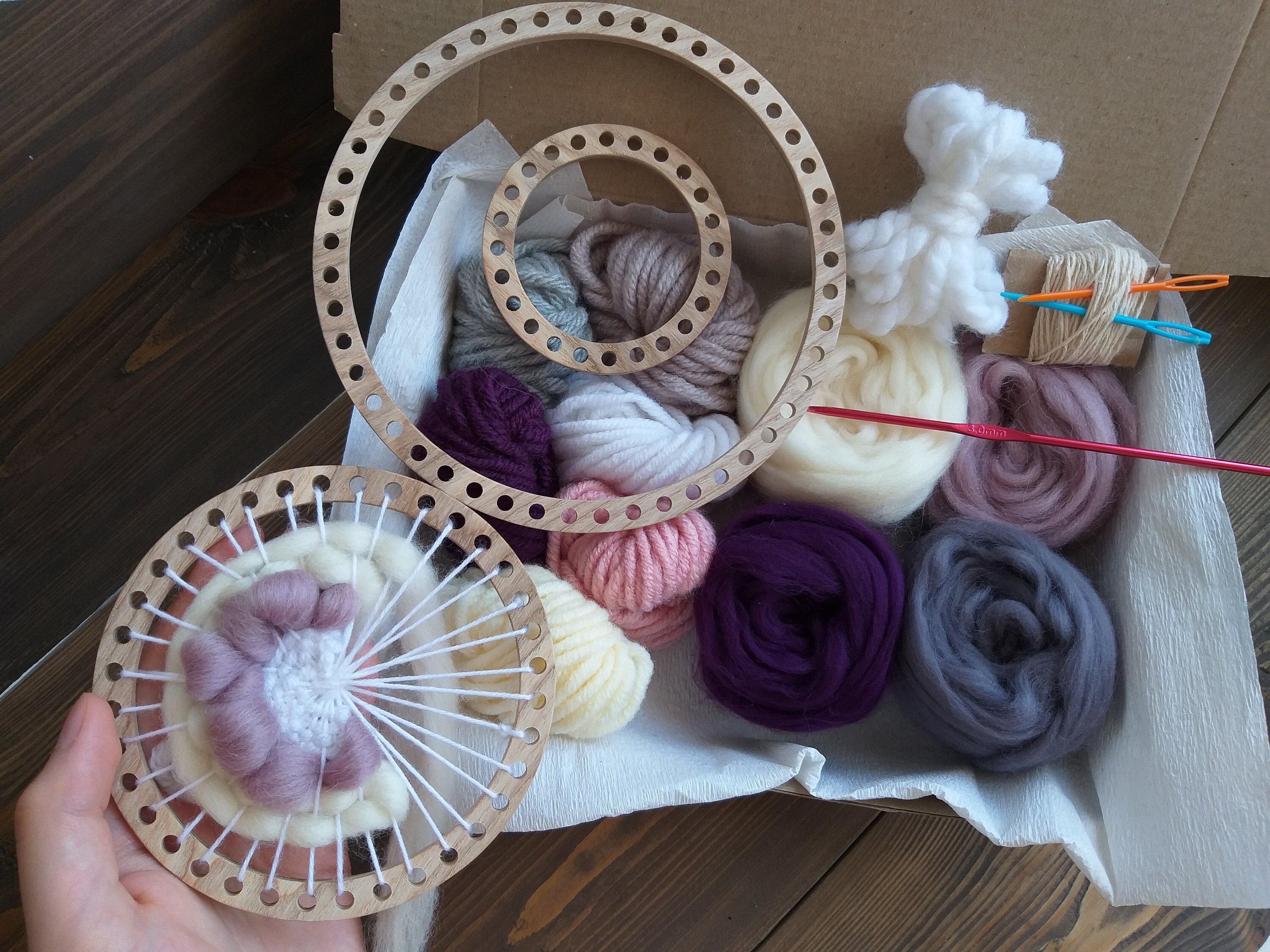 Circular weaving loom set of 3 Modern woven wall hanging Etsy