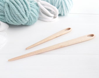 Wooden tapestry needles set of 2, weaving needle handmade