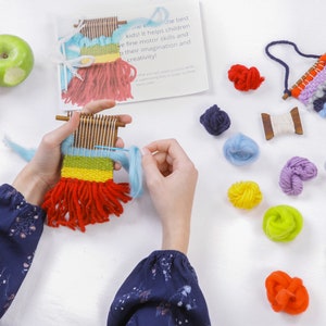 Mini weaving loom kit, First weaving projects for girls, Creative gift idea