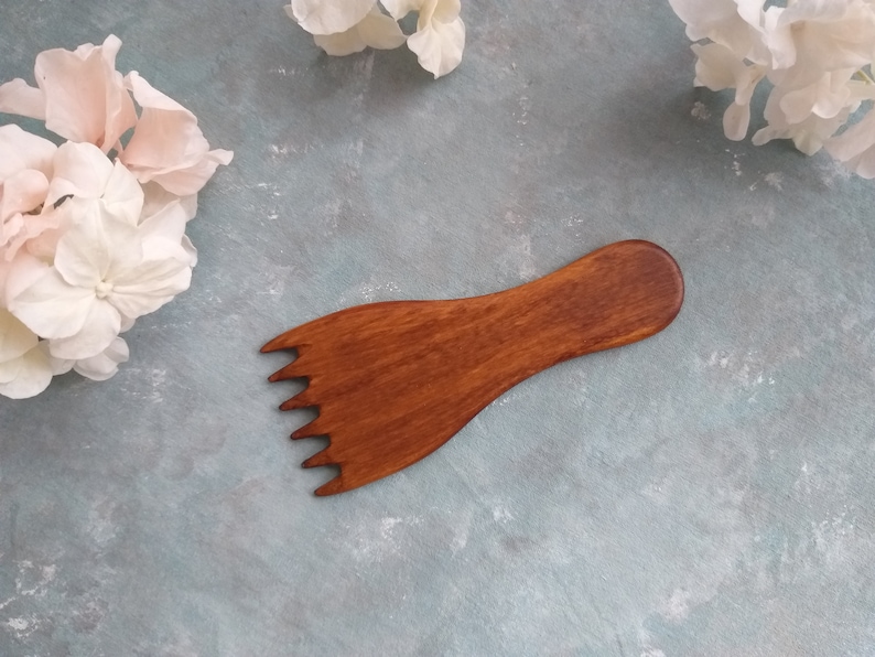 Weaving comb beater, Weft packer tool, Little tapestry fork in black, walnut, redwood, natural image 2