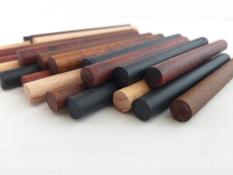 Mini wooden dowels rods pack of 6, great for macrame projects, tapestry weaving, dowels in finish walnut, black, redwood, various lengths image 8