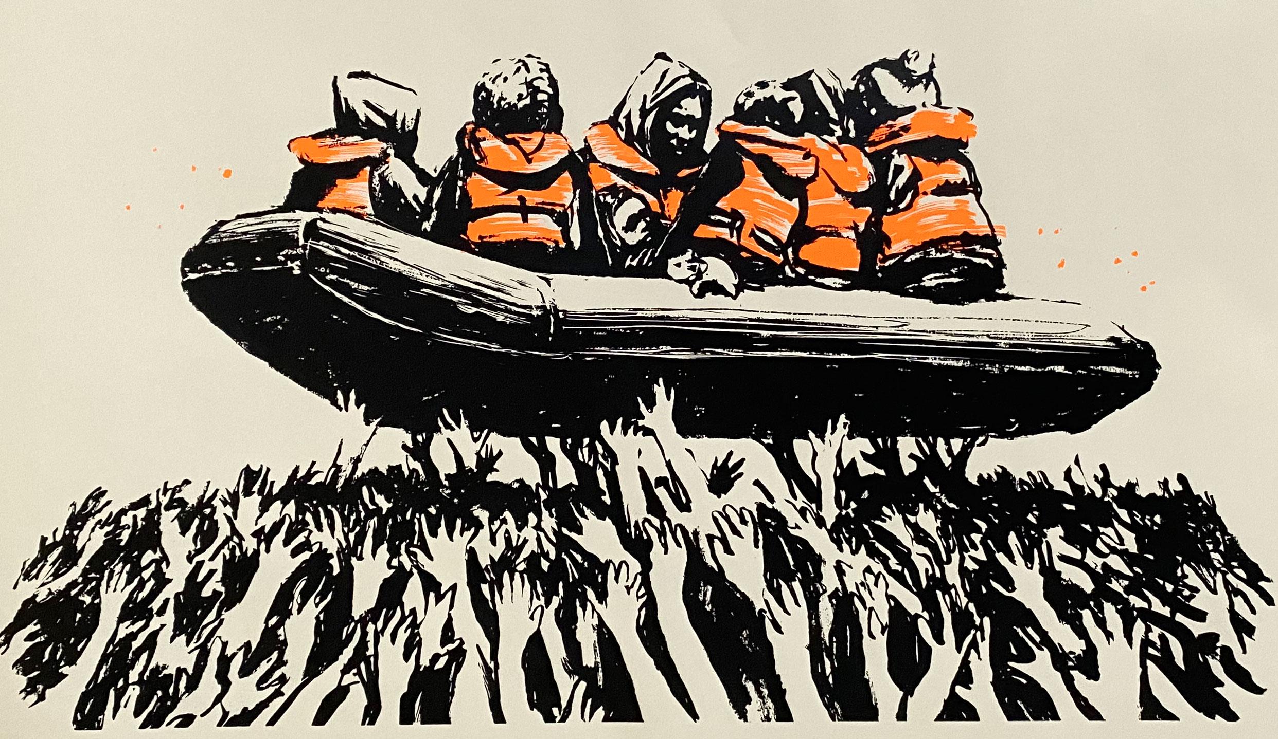 Banksy Migrant Boat Poster From Banksy Area Terminal 1 Glastonbury
