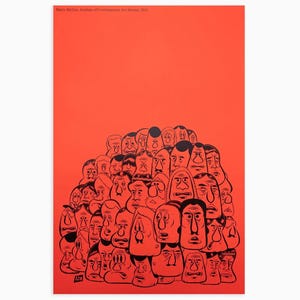 barry mcgee ポスター 100% 正規 本物 Original Barry Mcgee Exhibition Poster - Orange Heads