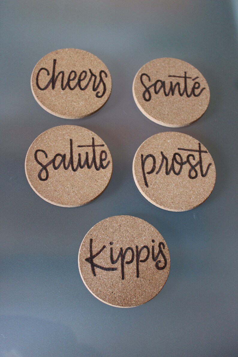 Multi Language Cheers Coaster Set Etsy