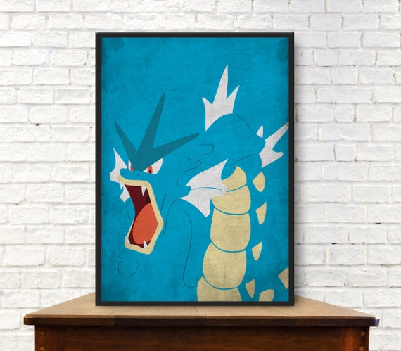 Gyarados Poster Gyarados Print Gyarados Digital Gyarados Wall Etsy