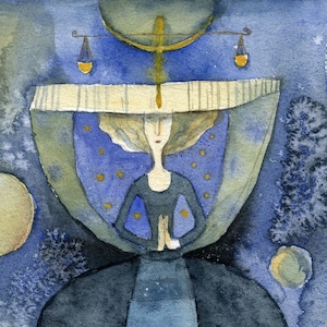 Sternzeichen WAAGE (FRAU), Kunstkarte, C6, Sternbild