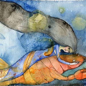 Sternzeichen KREBS (FRAU), Kunstkarte, C6, Sternbild