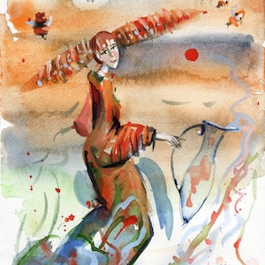 BEE WHISPEREST, pittura ad acquerello, stampa d'arte, A4