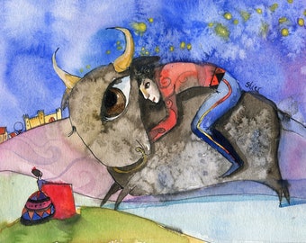 Sternzeichen STIER-MANN , Art Print , A4, Sternbild