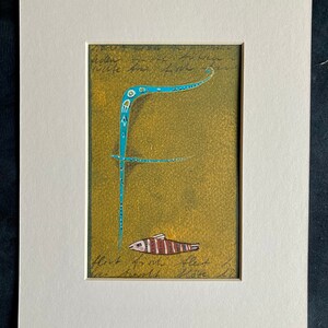 Sieraden initiaal "F" origineel, aquarel, inkt, goud